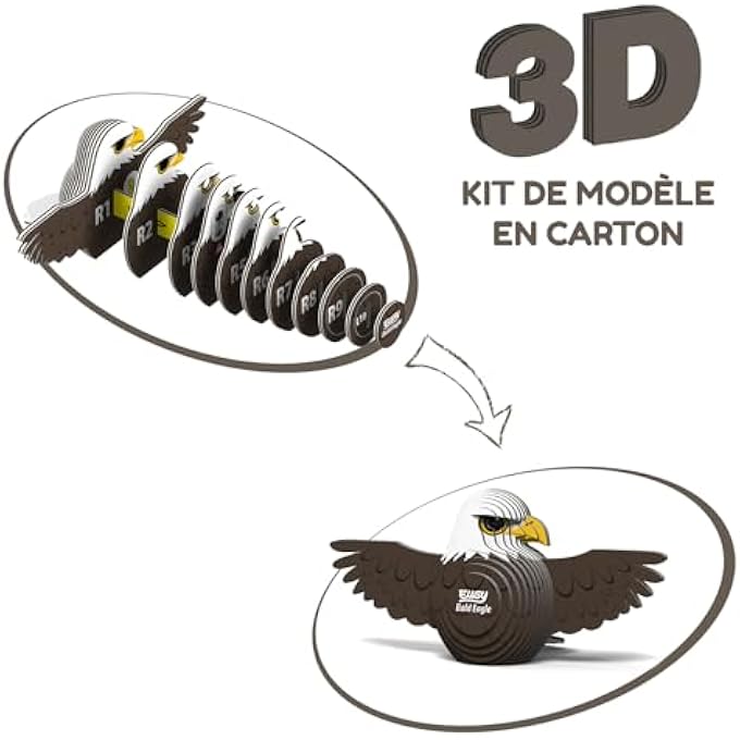 BALD EAGLE 3D PUZZLE, 22 PIECE ECO-FRIENDLY EDUCATIONAL LEARNING PUZZLES FOR KIDS 6+ - Image 3